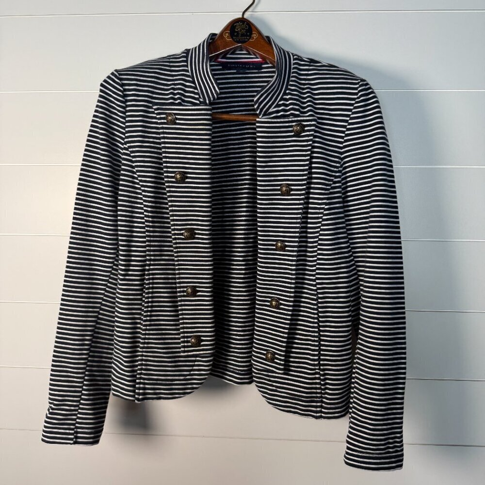 Tommy Hilfiger - Women's Military Band Jacket in Navy and White Stripes Size M